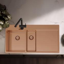 Pure.Sink Exclusivo Měděný 1,5  dřez s odkapávací částí 100x52 cm Kohoutek vlevo PEX3418100LT-62