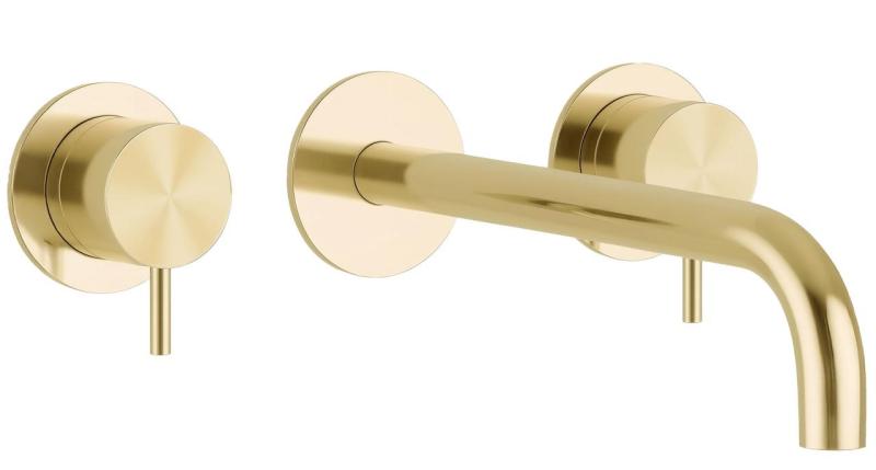 Waterevolution Flow 3otvorová vestavná umyvadlová baterie PVD bílé zlato s výtokem 15 cm T1163FWGE-15