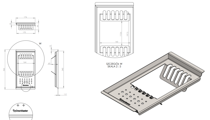 Massimo Accessory Plate Tray Černá matná 366x176x63mm