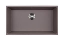 GraniteMy Universal Velký žulový dřez v barvě taupe, rozměry 74 x 40 cm, pro montáž na desku, pod desku i do desky, s nerezovou zátkou 1208972249