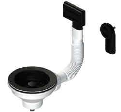 Pure.Sink Universal Sada košíkových zátěk Mat Black, odtoková sada pro dřez včetně přepadu kulatého a obdélníkového WSTMAN-31