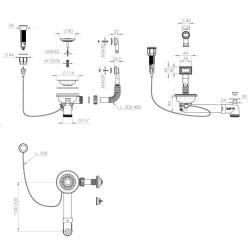 Pure.Sink Universal Matná černá odtoková sada včetně tlačítkového odpadu s ucpávkou, plus obdélníkový a kulatý přepad WSTAUT-31