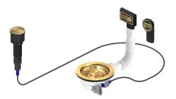 Pure.Sink Universal Zlatá odtoková sada včetně tlačítka s uzávěrem a obdélníkovým a kulatým přepadem WSTAUT-60