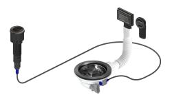 Pure.Sink Universal Gun metal Odtoková sada včetně tlačítkového odpadu s uzávěrem, plus obdélníkový a kulatý přepad WSTAUT-61