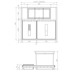 Indux Sort Odpadkový systém 2-dílný Ruční ovládání pro výsuvné zásuvky 1208972319