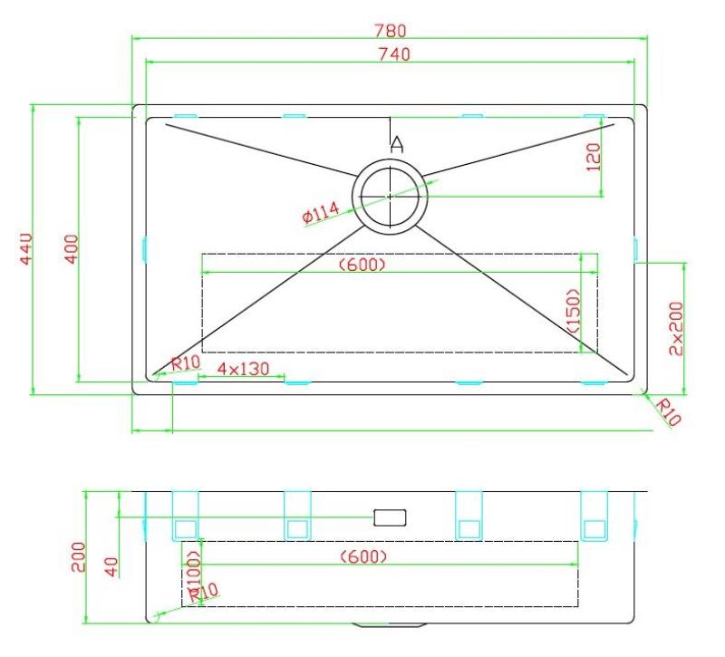 Pure.Sink Luxion Velký PVD antický bronzový dřez 74x40 cm podstavný, vestavný a nástavný s dnem PLX7440-64