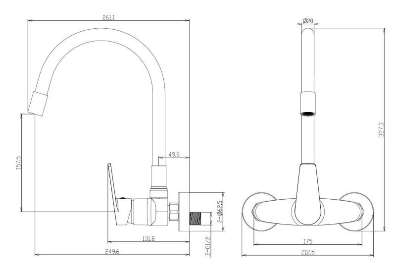Aquanello Casa Nástěnná kuchyňská baterie chrom s vysokým flexibilním výtokem CR-1301-CS