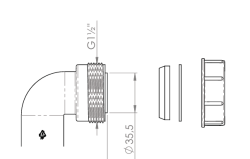 Pure.Sink Sada sifonového kolena UK s maticí a těsněními 40 mm WSTSUK-32