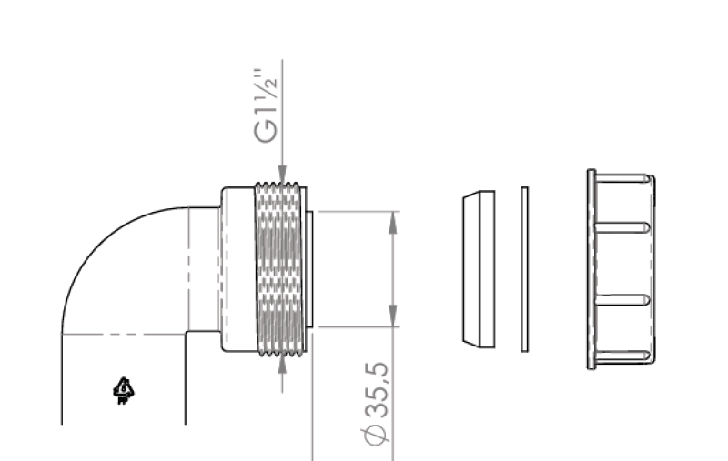 Pure.Sink Sada sifonového kolena UK s maticí a těsněními 40 mm WSTSUK-32
