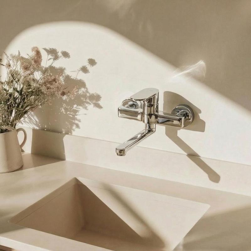 Aquanello Casa Jednopáková kuchyňská nástěnná baterie chrom s výtokem 15 cm CR-1415-CS