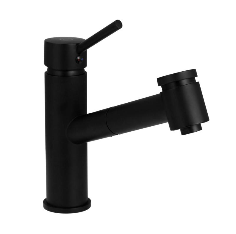 Aquanello Voss Kitchen mixer tap Black with pull-out spout and spray function BL-7200-VS