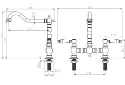 Aquanello Heritage Manor Klasická kuchyňská baterie Nostalgic Bridge z nerezové oceli s bílou rukojetí NB-0010-HM