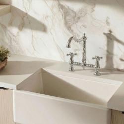 Aquanello Heritage Ascot Klasická kuchyňská baterie Nostalgic Bridge, chromová, s křížovými rukojeťmi CR-4001-HA