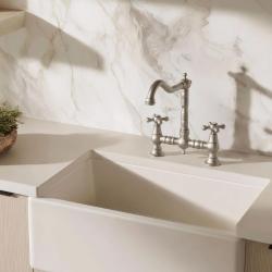 Aquanello Heritage Ascot Klasická kuchyňská baterie v nostalgickém stylu s křížovými rukojeťmi z nerezové oceli NB-0011-HM