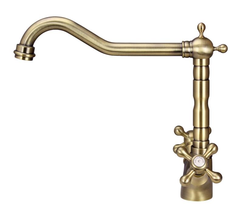 Aquanello Heritage Ascot Klasická kuchyně Nostalgický kuchyňský kohoutek Bronzový s úhlovým výtokem BN-4002-HA