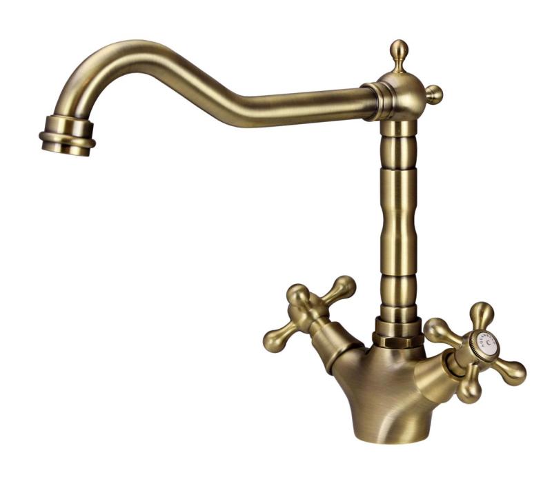 Aquanello Heritage Ascot Klasická kuchyně Nostalgický kuchyňský kohoutek Bronzový s úhlovým výtokem BN-4002-HA