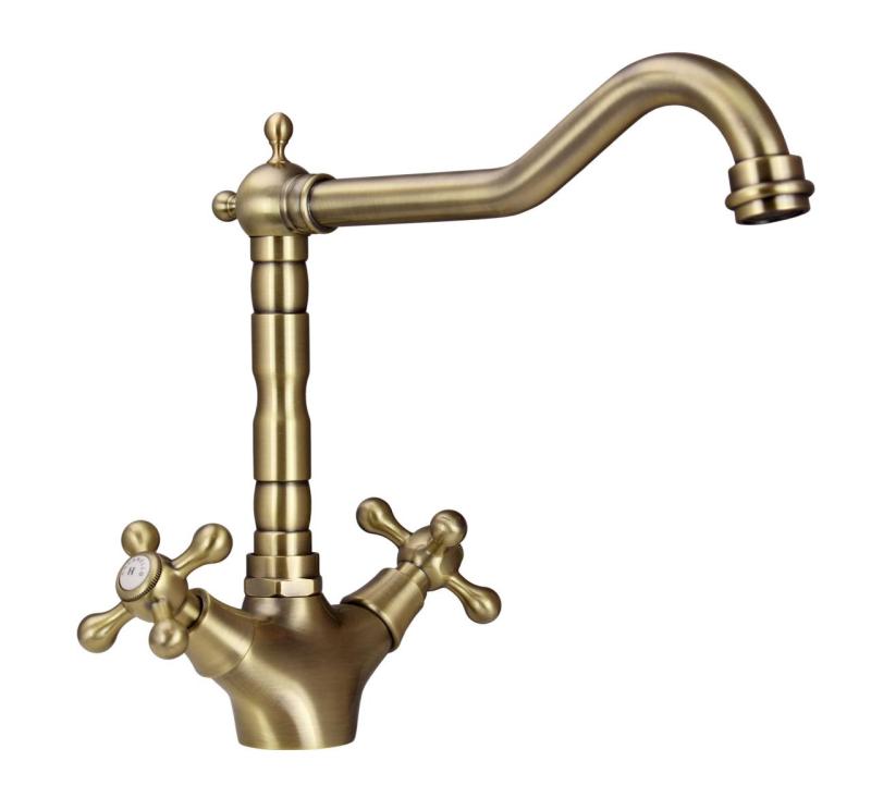 Aquanello Heritage Ascot Klasická kuchyně Nostalgický kuchyňský kohoutek Bronzový s úhlovým výtokem BN-4002-HA