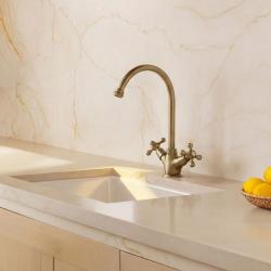 Aquanello Heritage Ascot Klasická kuchyně – nostalgická kuchyňská baterie v bronzovém provedení s kulatým výtokem BN-4003-HA