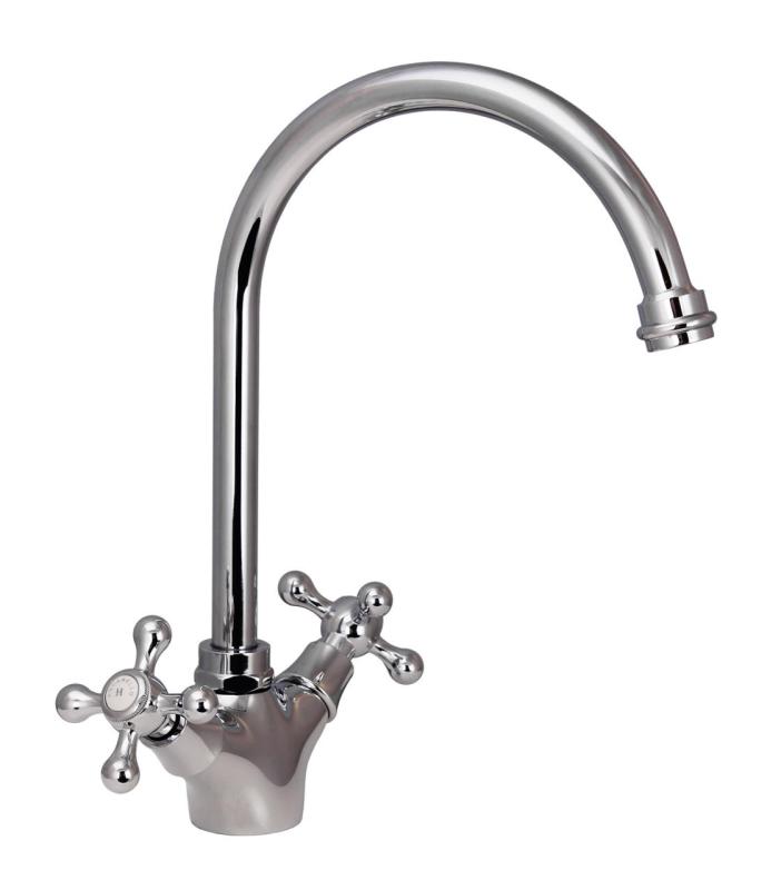 Aquanello Heritage Ascot Klasická kuchyně Nostalgický kuchyňský kohoutek Chrom s kulatým výtokem CR-4003-HA