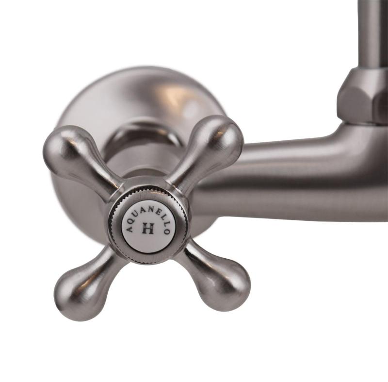 Aquanello Heritage Ascot Klasický kuchyňský nástěnný kohoutek s horním výtokem z nerezové oceli NB-4110-HA
