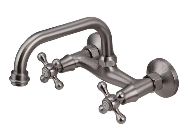Aquanello Heritage Ascot Klasický kuchyňský nástěnný kohoutek s horním výtokem z nerezové oceli NB-4110-HA