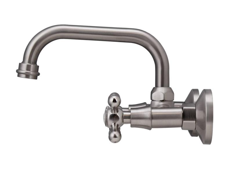 Aquanello Heritage Ascot Klasický kuchyňský nástěnný kohoutek s horním výtokem z nerezové oceli NB-4110-HA