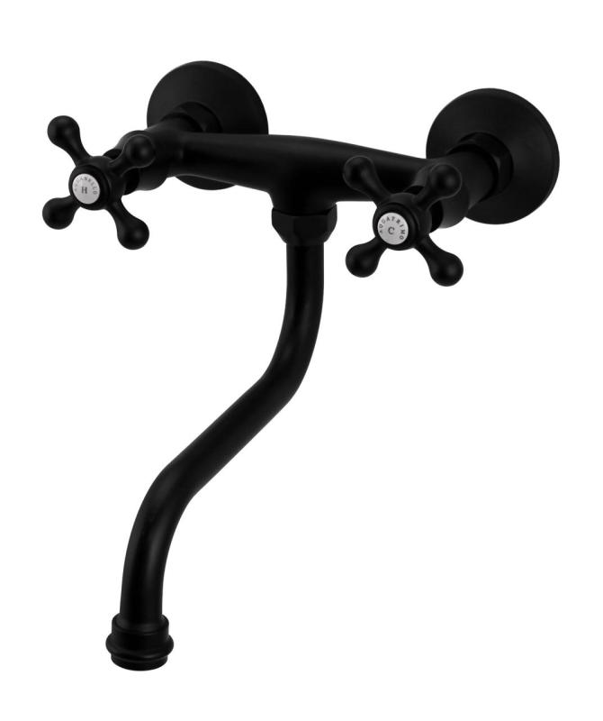 Aquanello Heritage Ascot Klasický kuchyňský nástěnný kohoutek černý BL-4111-HA