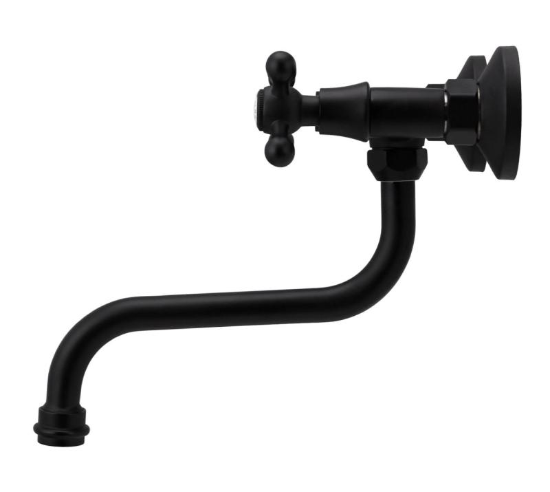 Aquanello Heritage Ascot Klasický kuchyňský nástěnný kohoutek černý BL-4111-HA
