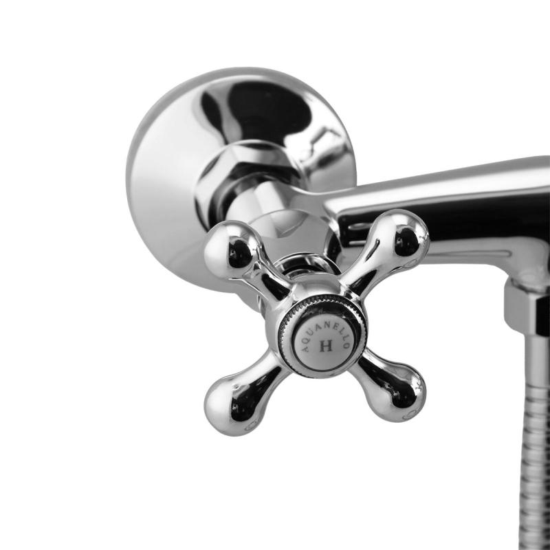 Aquanello Heritage Ascot Klasická sprchová baterie s hvězdicovými kohoutky, chrom, včetně ruční sprchy CR-2002-HA