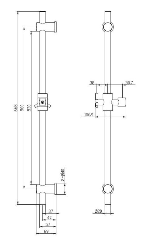 Aquanello Heritage Collection Klasická tyč 668 mm Chrom CR-9004-HC