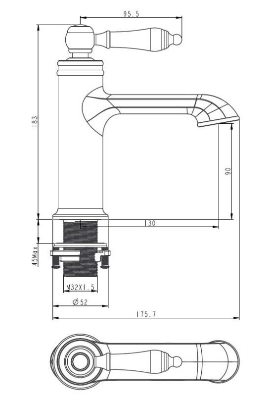 Aquanello Heritage Manor Klasická nostalgická umyvadlová baterie Chrom CR-1001-HM