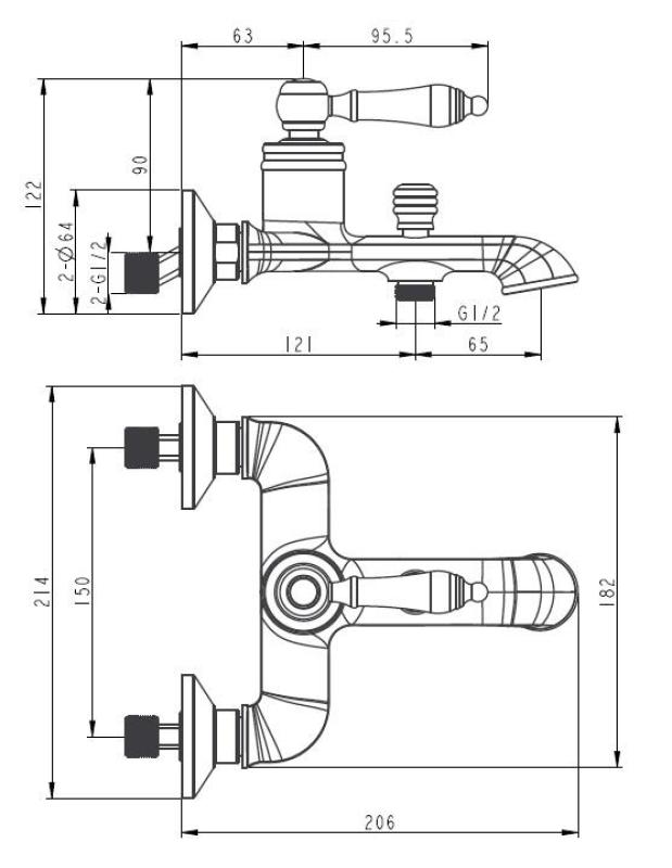 Aquanello Heritage Manor Klasická vanová baterie Bronz BN-3001-HM