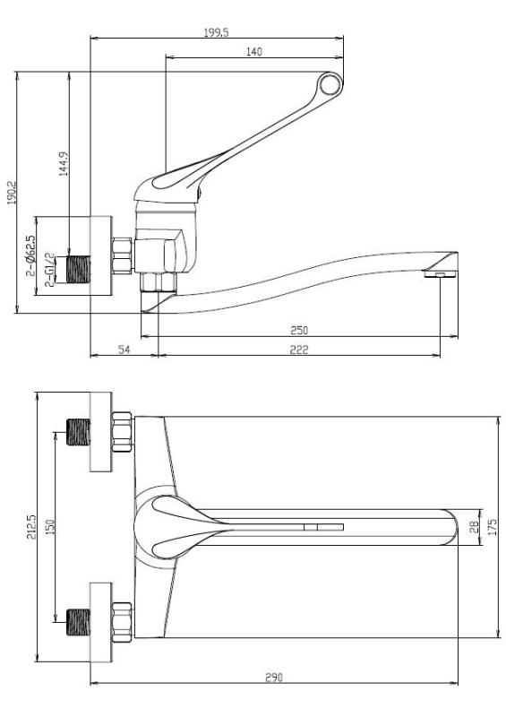 Aquanello Medic Kuchyňský nástěnný kohoutek s dlouhou rukojetí, chrom CR-1005-MD