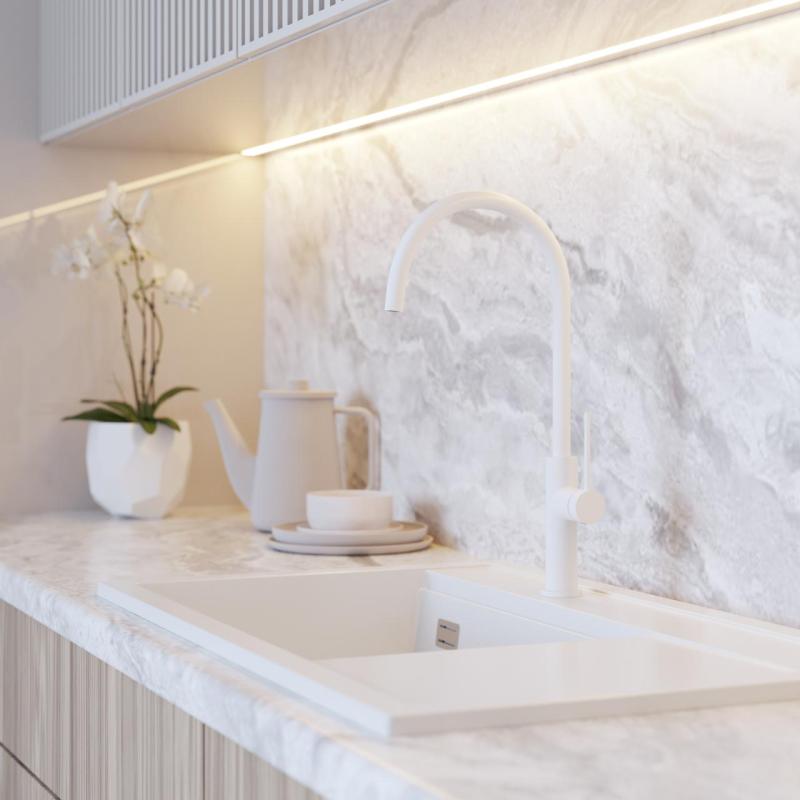 Graniteland Vira Slim Kuchyňská baterie, bílá, s otočným výtokem 1208972621