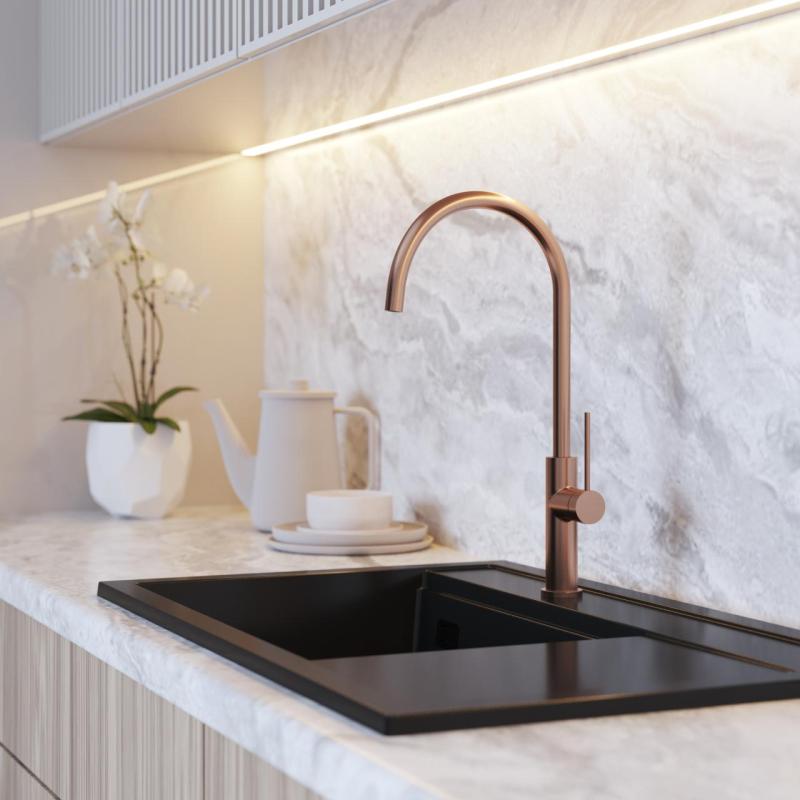 Graniteland Vira Slim Kuchyňská baterie v provedení kartáčovaná měď s otočným výtokem 1208972624