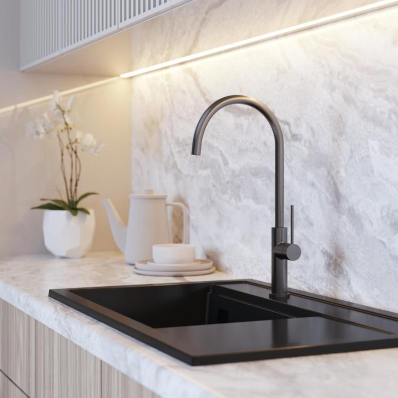 Graniteland Vira Slim Kuchyňská baterie Gun Metal s otočným výtokem 1208972627