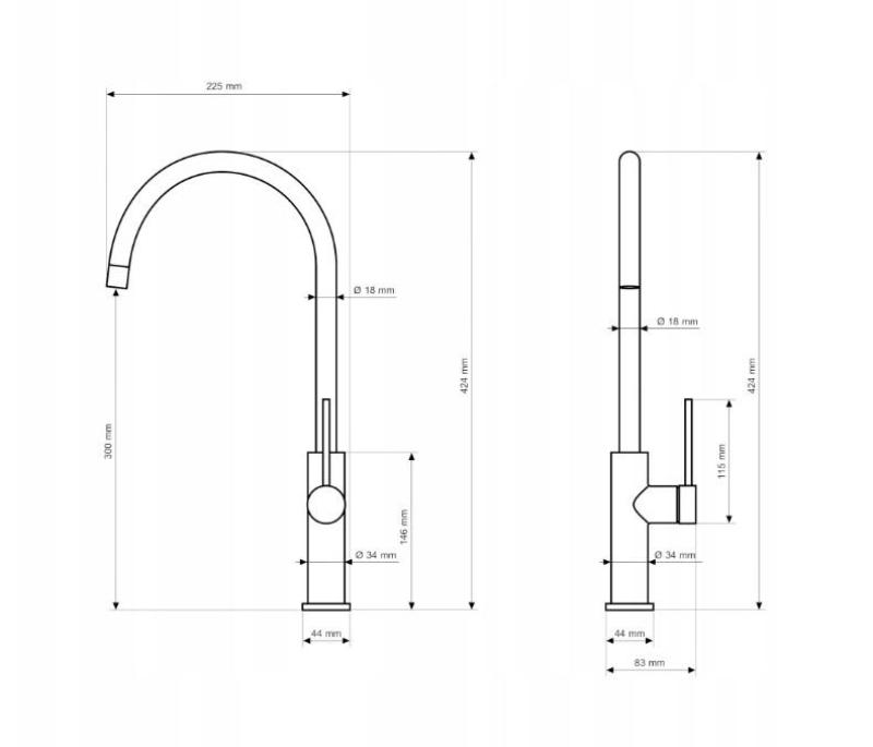 Graniteland Vira Slim Kuchyňská baterie z nerezové oceli s otočným výtokem 1208972628