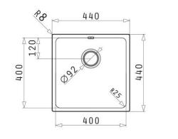 PM Lydia Nerezový dřez 40 x 40 cm, pro montáž pod desku, zapuštěnou montáž a montáž na desku 1208972639