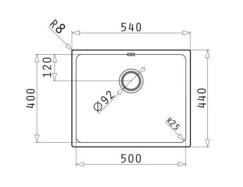 PM Lydia Nerezový dřez 50 x 40 cm, pro montáž pod desku, zapuštěnou montáž a montáž na desku 1208972641