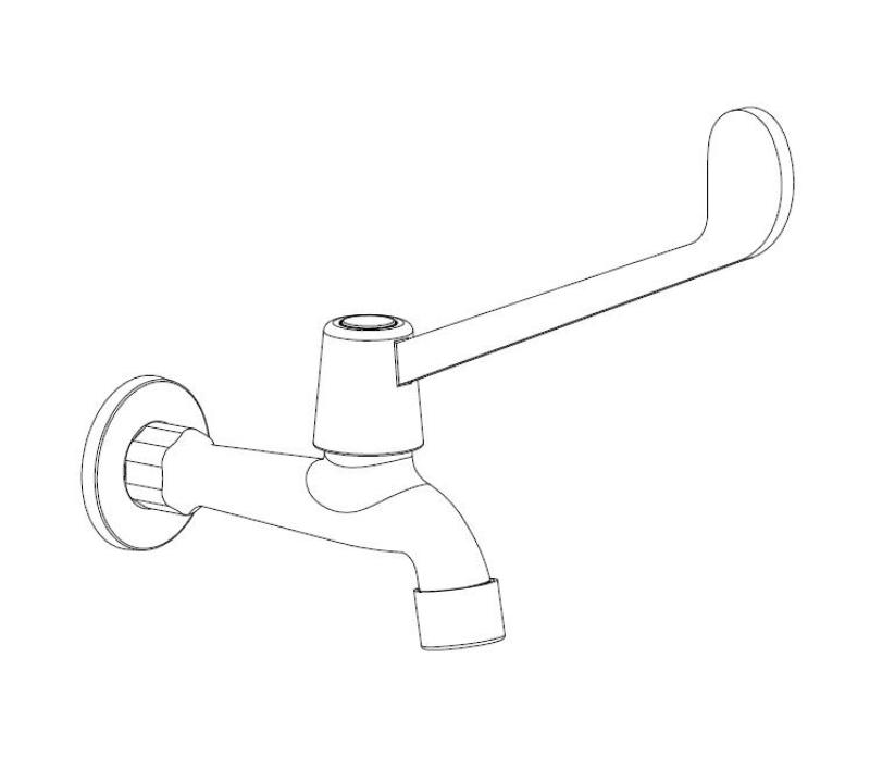 Aquanello Medic Nástěnný kohoutek na studenou vodu s dlouhou pákou, chrom CR-1102-MD