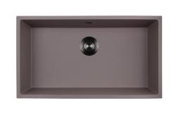 GraniteMy Universal Velký žulový dřez v barvě taupe, rozměry 74 x 40 cm, pro montáž na desku, pod desku i do desky, s odtokovou zátkou v barvě gun metal, kód 1208972708
