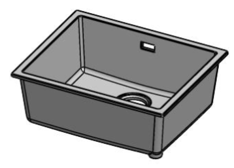 Pure.Sink Eternal Křemenný bílý dřez 50 x 40 cm, pro vestavbu i na desku, s automatickou nerezovou zátkou