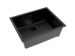 Pure.Sink Eternal Křemenný černý dřez 50 x 40 cm, pro zapuštěnou i nadstavbovou montáž, s automatickou černou zátkou