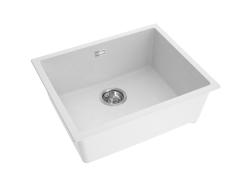 Pure.Sink Eternal Křemenný bílý dřez 50 x 40 cm, pro zapuštěnou i povrchovou montáž, s automatickou nerezovou zátkou