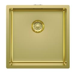 Pure.Sink Comfort Zlatý dřez s PVD povrchovou úpravou, 40 × 40 cm, poloměr 10 mm, pro montáž pod desku, do desky a na desku, PCM4040-60