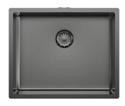 Pure.Sink Comfort Dřez s povrchovou úpravou PVD v barvě Gun Metal, rozměry 50 × 40 cm, poloměr 10 mm, pro vestavbu, zapuštěnou montáž i povrchovou montáž, PCM5040-61