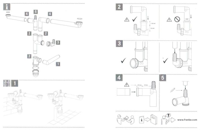 Franke prostorově úsporná odtoková sada pro kuchyňský dřez se 2 vaničkami Spazio 2 2269