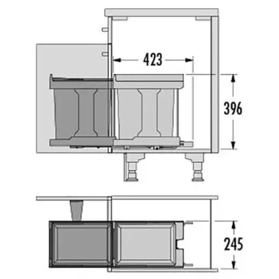 Hailo Solo vestavný odpadkový koš od šířky skříňky 40 cm 2325