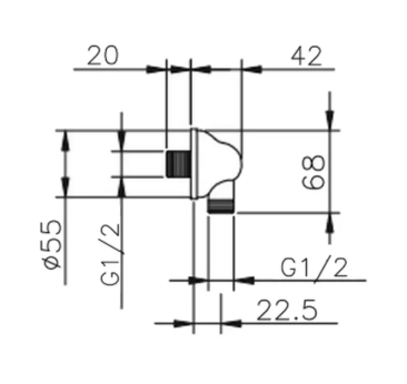 Huber Croisette Připojovací koleno Chrom pro připojení sprchové hadice 67.02H.CR
