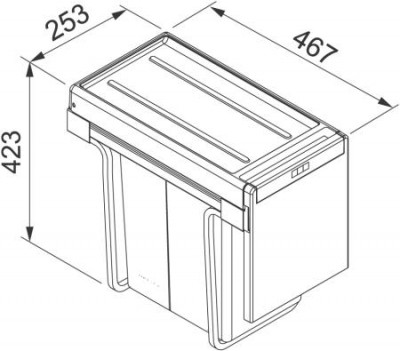 Franke Cube 30 vestavěný odpadkový systém ruční ovládání kuchyňského odpadkového koše 2 x 15L 134.0039.553